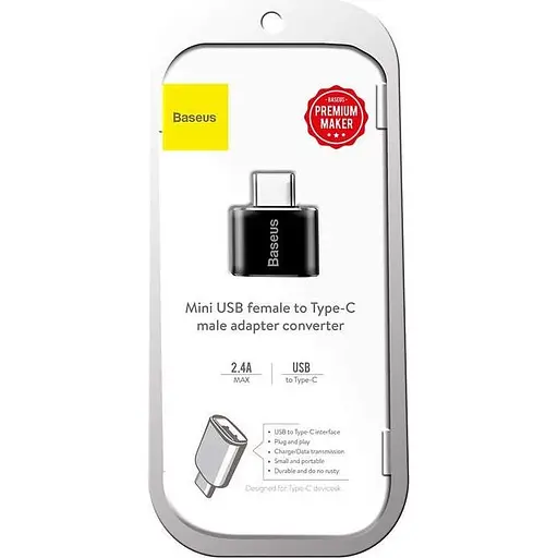 Переходник Baseus USB Female to USB-C Male Black (CATOTG-01) [80567] - фото 3