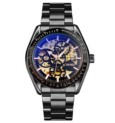 Механічні Наручний годинник скелетон з автопідзаводом Skmei 9194 Black, 9194BK (18396)