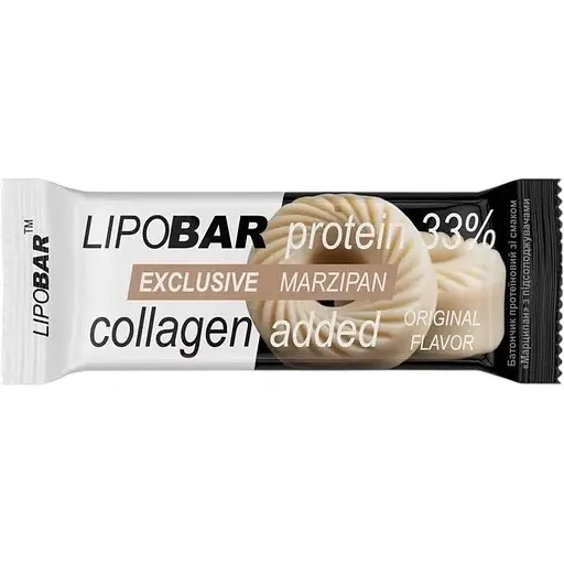 Батончик LipoBar Exclusive Protein Bar, 50 грам збагачений біоактивним колагеном Peptan - Марципан