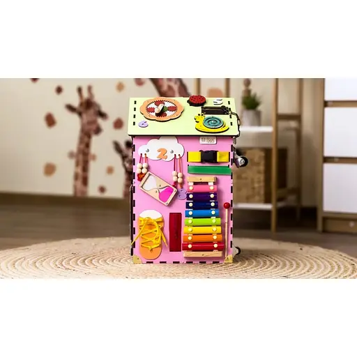 Развивающая игрушка Бизикуб "Дом" Temple Group TG200111 розовый, 55х30х30 см - фото 4