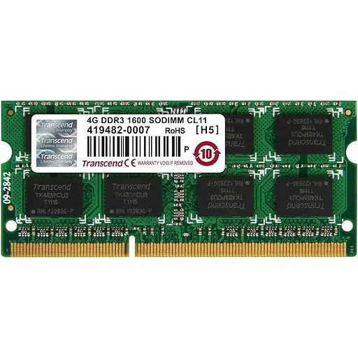 Оперативна пам'ять для ноутбука Transcend 2Rx8 SO-DIMM DDR3 4GB 1600MHz PC3-12800 Б/В