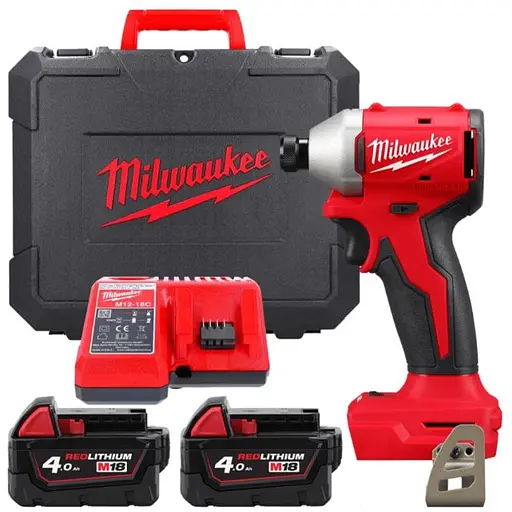 Ударный аккумуляторный винтоверт Milwaukee M18 BLIDRC-402C 18В АКБ 2х4 А/ч 0-3600 об/мин 190 Нм ЗП M12-18C кейс 1.3 кг