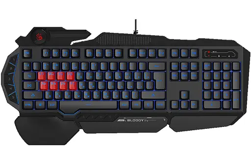 Клавиатура A4Tech Bloody B318 Black, USB, игровая, мультимедийная, защита от влаги, 8 Light strike
