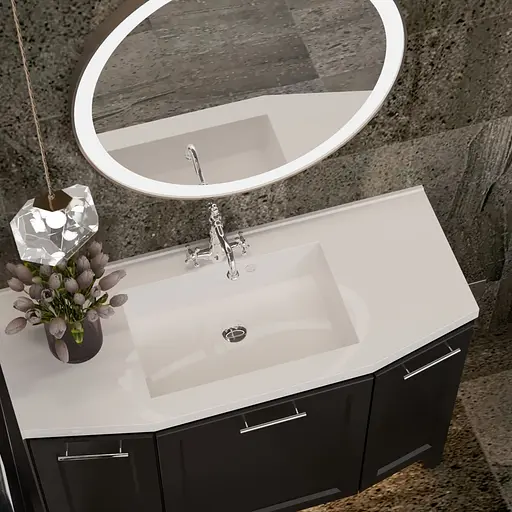 Раковина глянцева врізна Amidicon Santo 110 1100x450 з литого каменю SANTO_110_HL, Білий - фото 7