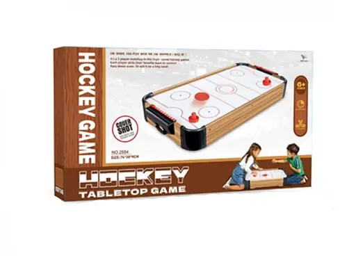 Хокей 2570 деревянный, воздушный, 47-25,5-7,5см, поле 39-23см, 2 ручки, 2шайби, на батарейках, в коробке (6903317676392) - фото 1