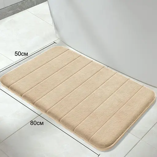 Современный коврик для ванной Aquarius с эффектом памяти Мягкий Антискользящий 50 х 80 см Бежевый в полоску - фото 2