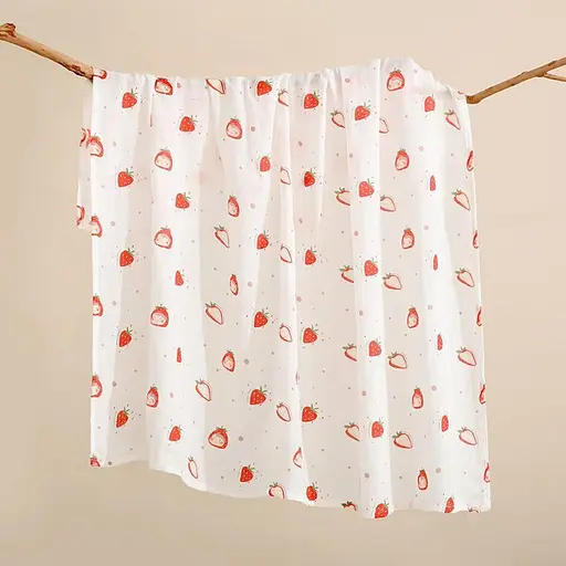 Набор муслиновых детских пеленальных одеял OldBro комплект из 2 шт. размер 100х120 см единорг/клубника - фото 3