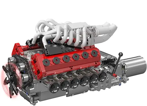 Конструктор двигун Mould King V12  Naturally Aspirated Engine Ferrari моторизований дитячий мотор 1366 деталей - фото 1
