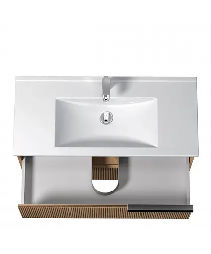 Тумба Мойдодир Grace 100-A з умивальником Su-100 дуб підсмажений - фото 5