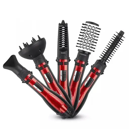 Фен-щетка-браш Bitek BT-416 стайлер с 5 насадками Красный 1200Вт - фото 3