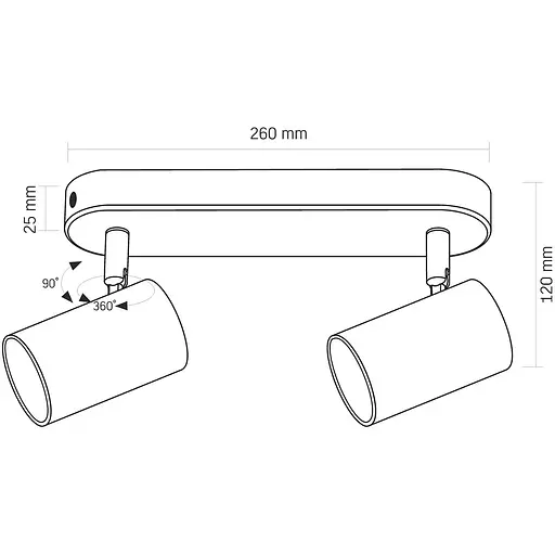 Світильник Videx під лампу 2xGU10 накладний поворотний чорний (VL-SPF05B-BPB) - фото 3