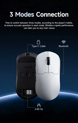 Компьютерная мышь MCHOSE A5 v2 Ultra беспроводная игровая PAW3395, 26000 DPI 2,4G+Bluetooth White  - фото 4
