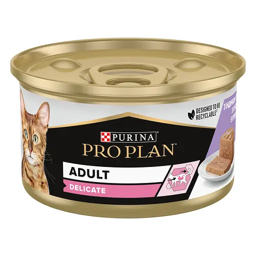 Уценка. Влажный корм для кошек с чувствительным пищеварением Purina Pro Plan Delicate мусс с индейкой 85 г (12458899) - фото 2