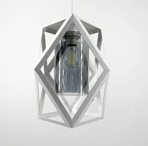 Світильник в геометричному білому металевому корпусі Line.F Колір плафона Янтарний - фото 6