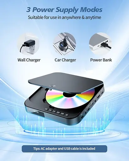 Міні-DVD-плеєр DESOBRY - компактний HD 1080p-плеєр для телевізорів з HDMI, безкоштовно для всіх регіонів, CD/DVD, USB/TF, пульт - фото 2