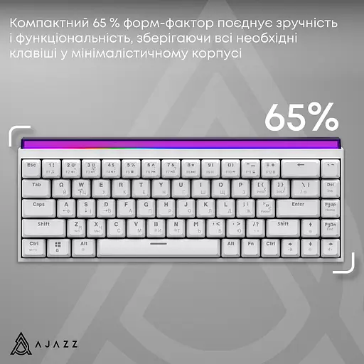Клавіатура Ajazz NK68 Red Switch White USB-C (NK68-R-W) - фото 9