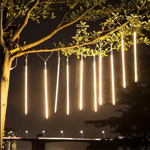 Гірлянда світлодіодні бурульки 8 шт. 50 см (прозорий шнур) Золотий - фото 5