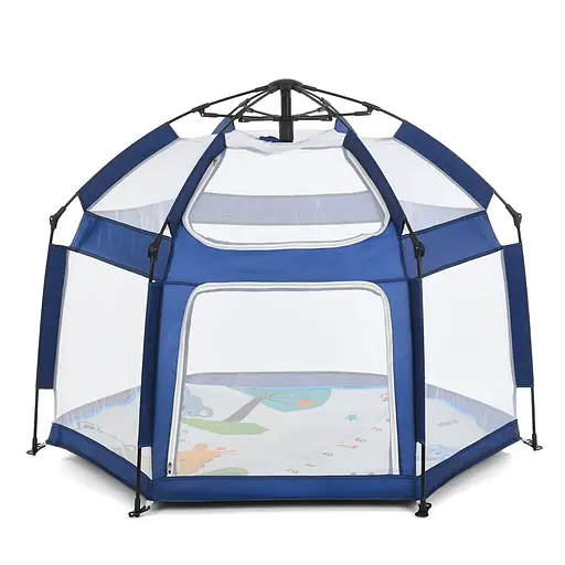 Палатка автоматическая MR 1512 с ковриком, 146x127x110 см, каркасная, сетчатые стены, синий - фото 4