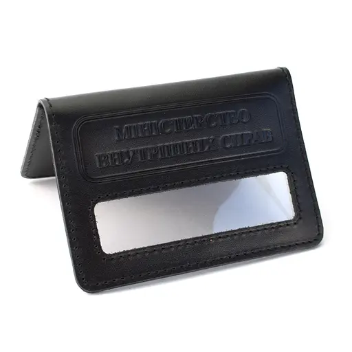 Обложка на удостоверение МВС Украины кожаная черная - фото 2