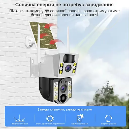 IP-камера уличная с аккумулятором и двойным объективом XON 4G 8000mAh Solar 1080P SmartCam (MCBSM22VW 7515) Белая - фото 5