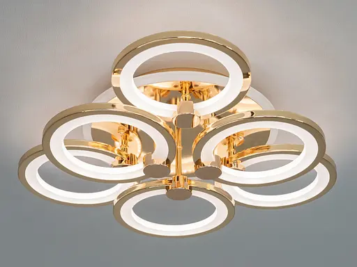 Потолочная люстра с диммером и LED подсветкой, цвет золото, 85W. - фото 3
