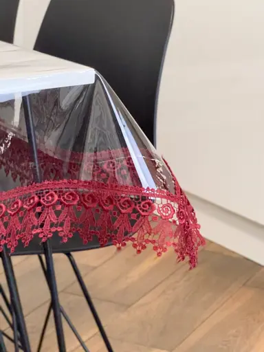 Силиконовая скатерть с бордовым кружевом 7 см 270х150 см - фото 10
