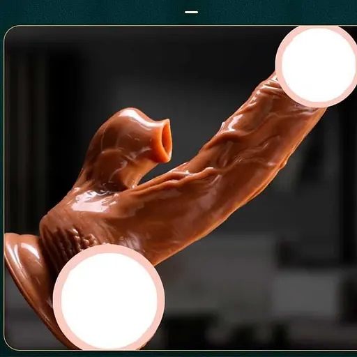 Реалистичный вибратор с подогревом для женщин силиконовый 18 см USB коричневый - фото 2