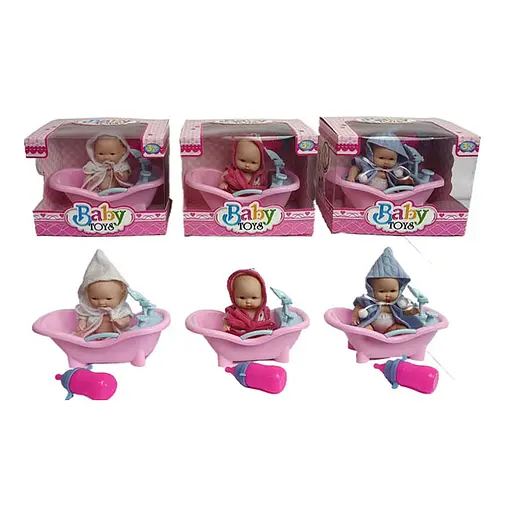 Пупс, 12 см, в ванне 13 см, с бутылочкой (в ассортименте) - фото 2
