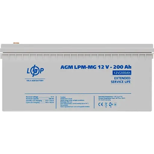 Акумулятор LogicPower AGM-MG 12V/200Ah/2400Wh (3875) [122556] - фото 2