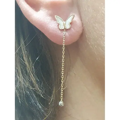 Золоті сережки-пуссети Столична Ювелірна Фабрика Метелики з емаллю. 111221ЕП - фото 2