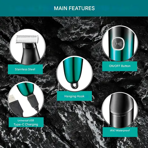 Бритва триммер для стрижки бороды и усов VGR V-339 для окантовки контурной стрижки 4 насадки IPX7 Зеленый 5 Вт - фото 7