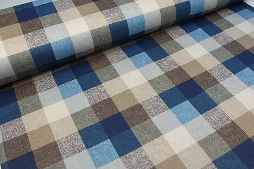 Тканина з тефлоновим просоченням Шахматка синя (від 1 м) - фото 1