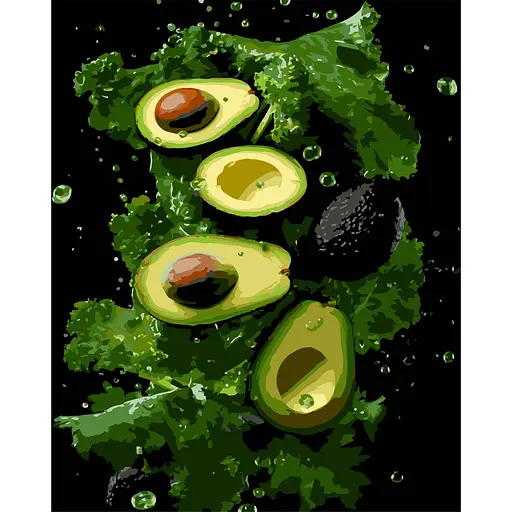 Картина по номерам Strateg Зеленый авокадо на черном фоне 40 x 50 см (AH1271) - фото 1