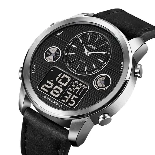 Чоловічий спортивний годинник Skmei 1653 (Чорний з сріблястим)