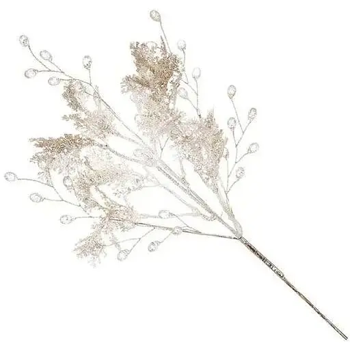 Декоративная ветка с акриловыми каплями и глиттером Шампань 40 см - фото 1