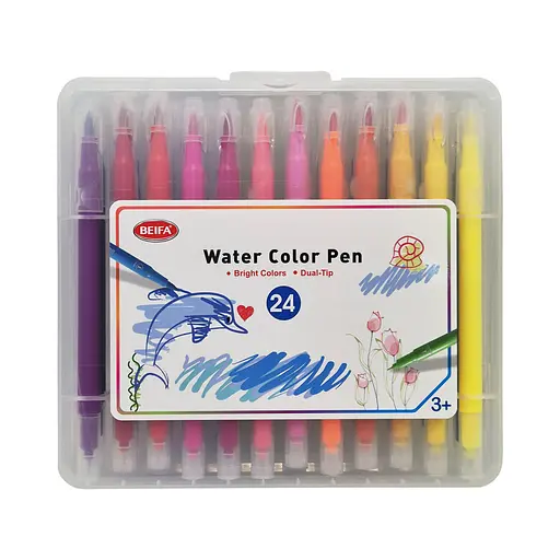 Набір двосторонніх фломастерів Beifa SY102-V901, 24 шт, пензель+лінер - фото 1