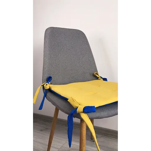 Водоотталкивающая подушка на стул Сине-желтая - фото 7