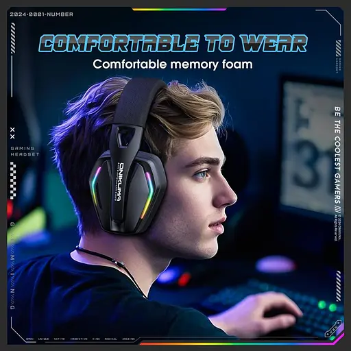 Ігрова гарнітура Onikuma GT826 бездротова з підсвіткою чорний - фото 5