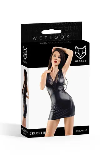 Сукня Glossy Celestina Wetlook L чорний - фото 5