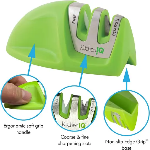 Точилка для ножів з керамічними ножами та лезами з карбіду 9.5х5 см, Kitchen Master Зелений 86423 - фото 8