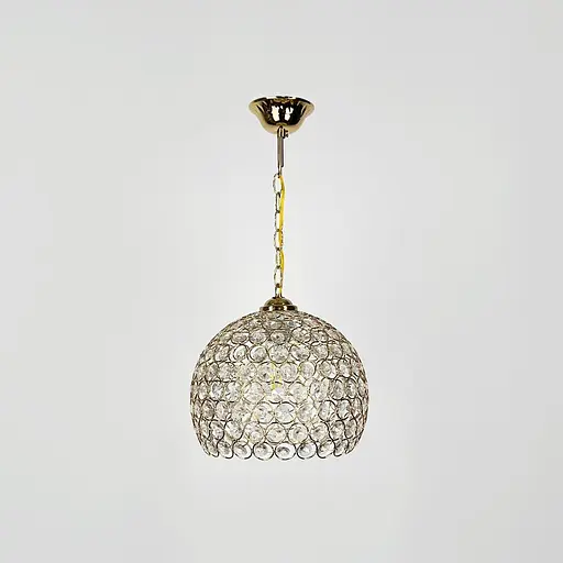 Золотий підвісний світильник із декоративним кришталем Ø 25 см | Line F | Арт. 402/1L GD - фото 5