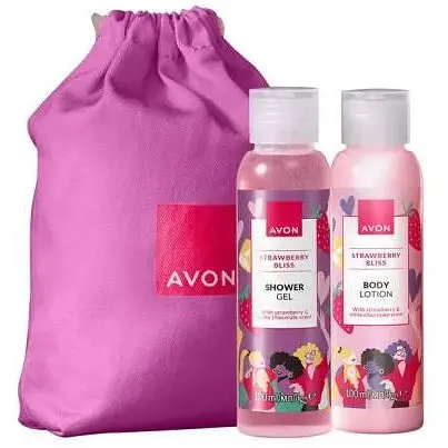 Подарунковий набір Avon Полунична насолода у світковому бавовняному мішечку на зав’язках. - фото 1