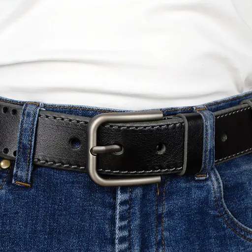 Ремінь чоловічий шкіряний чорний JK-4018 (120 см) під джинси - фото 6