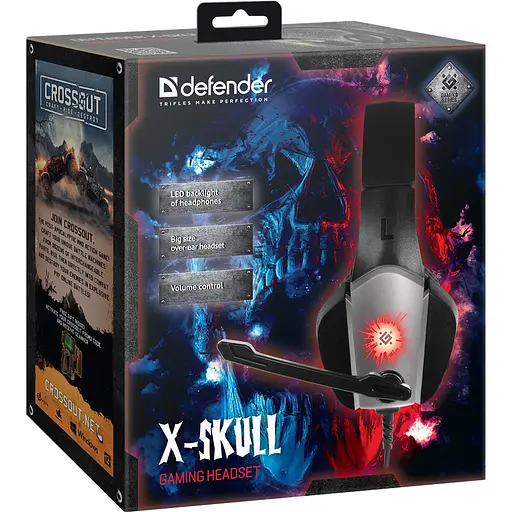 Игровая гарнитура Defender X-Skull кабель 2.1 м черно-серая - фото 8