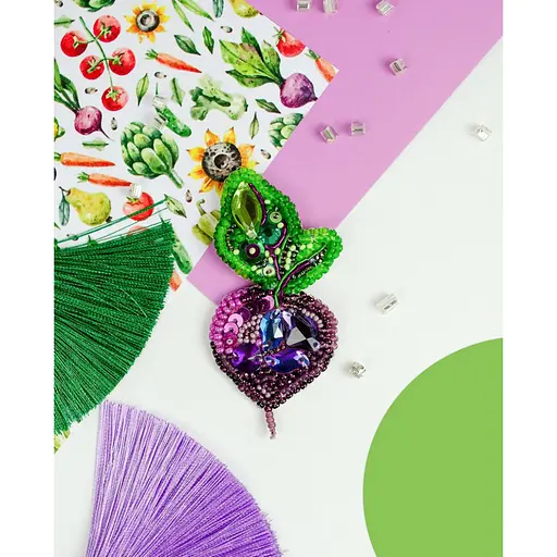 Набір для вишивання бісером прикраси "Бурячок" AD-231 на натуральному полотні - фото 6