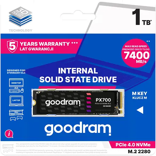 SSD накопичувач 1Tb GoodRAM PX700 M.2 2280 PCIe NVMe Gen 4x4 3D NAND, Retail - фото 4