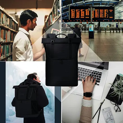 Офисный рюкзак с отделением для ноутбука 15,6 Roll Top черный Kroser sum0028812 - фото 9