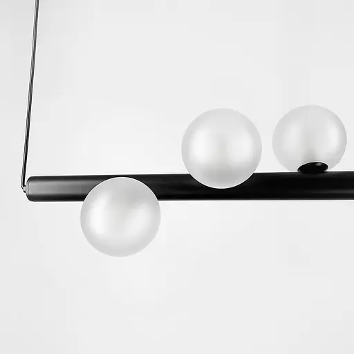 Горизонтальна люстра з 7 білими плафонами у чорному каркасі 80 см | Арт. SGJ 2-800H BK | Line F - фото 2