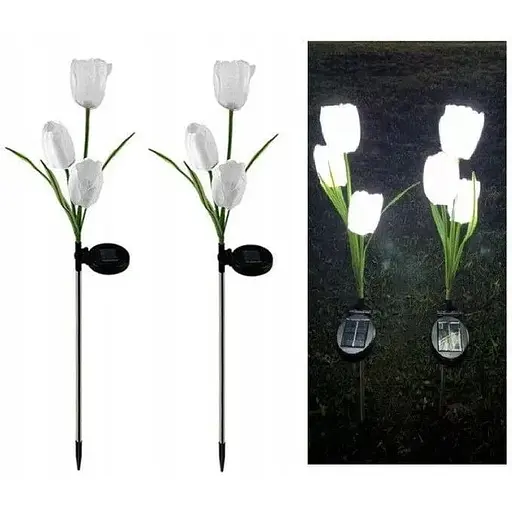 Светильники садовые White Tulip flower на солнечной батарее цветы тюльпаны 2 шт