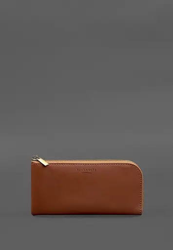 Кожаный портмоне-купюрник на молнии 14.1 светло-коричневый - фото 2